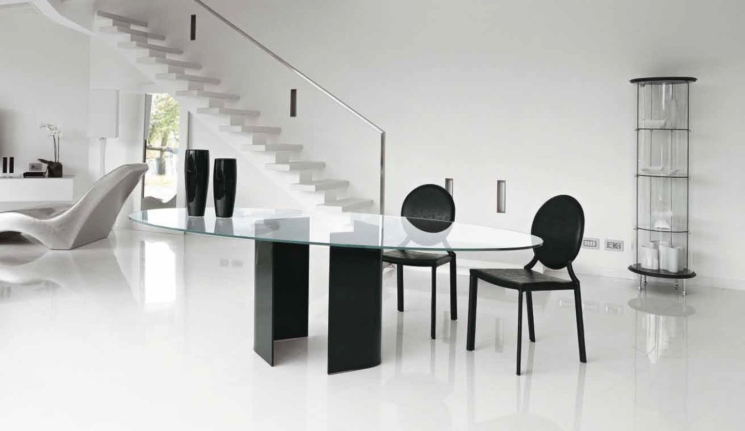 Unico modern omega glass oval dining table various colours and