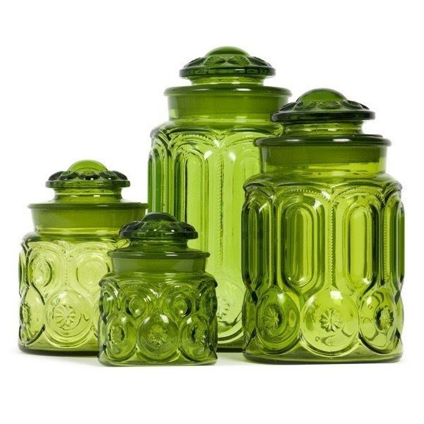 Vintage green glassware