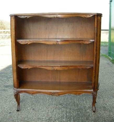 Walnut bookcase late victorian louis xv manner walnut open bookcase