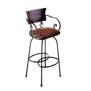 Wrought iron leather bar stools 1