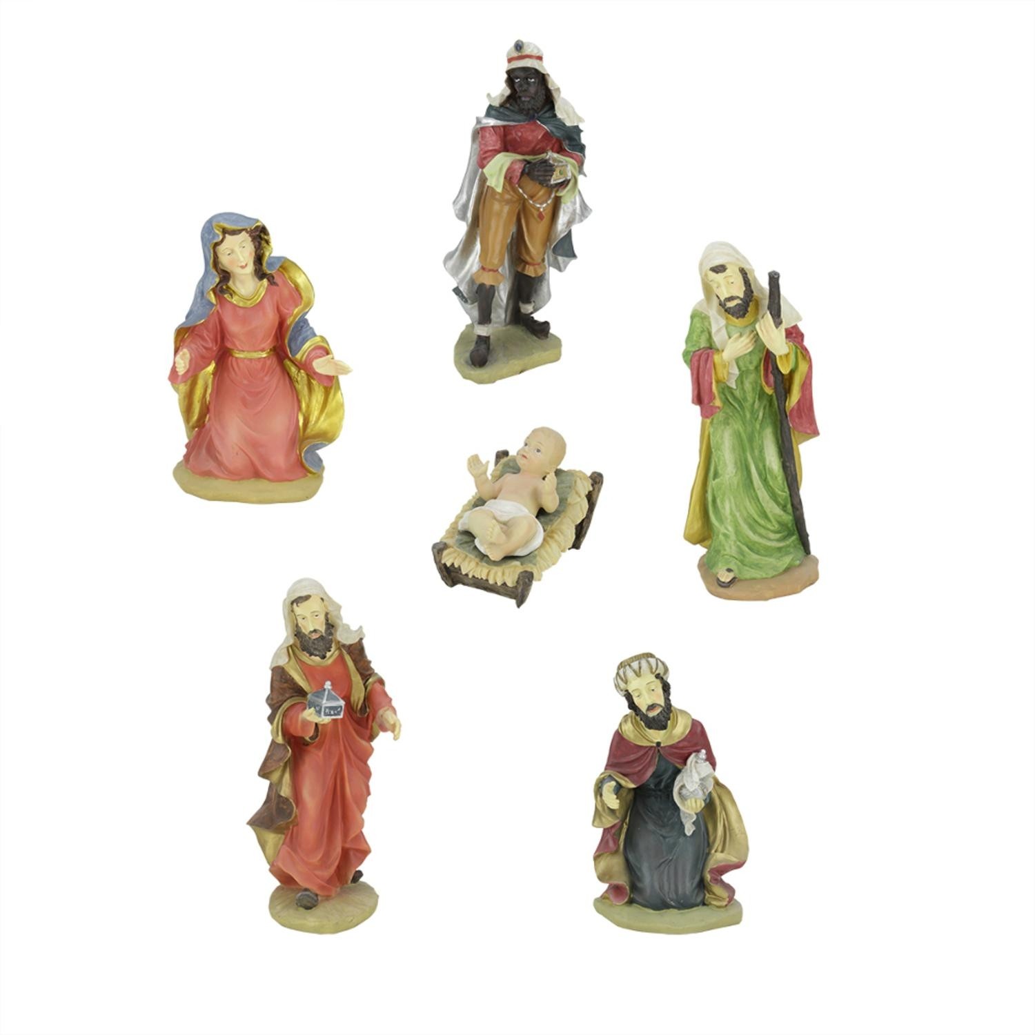 6-Piece Large Scale Holy Family and Three Kings Religious Christmas Nativity Statues 19"
