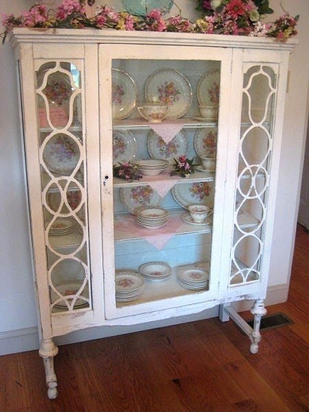 Antique display cabinets with glass doors