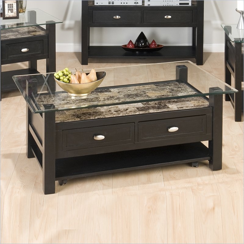 Black coffee table with glass top 3