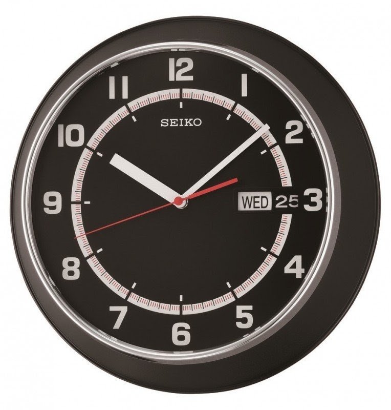 Black seiko day date office wall clock