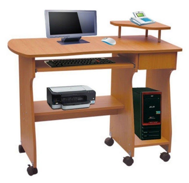 Board cherry wooden computer table desk with wheels dx 1108