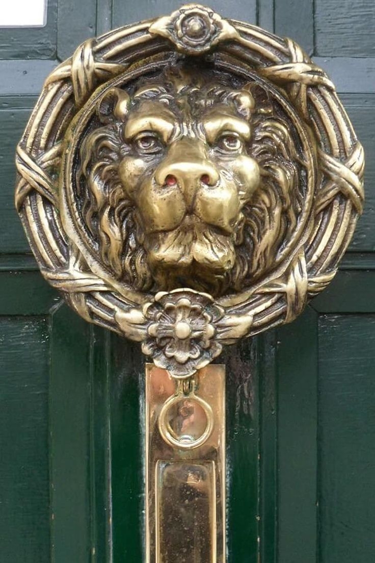 Brass lion head door knocker 2