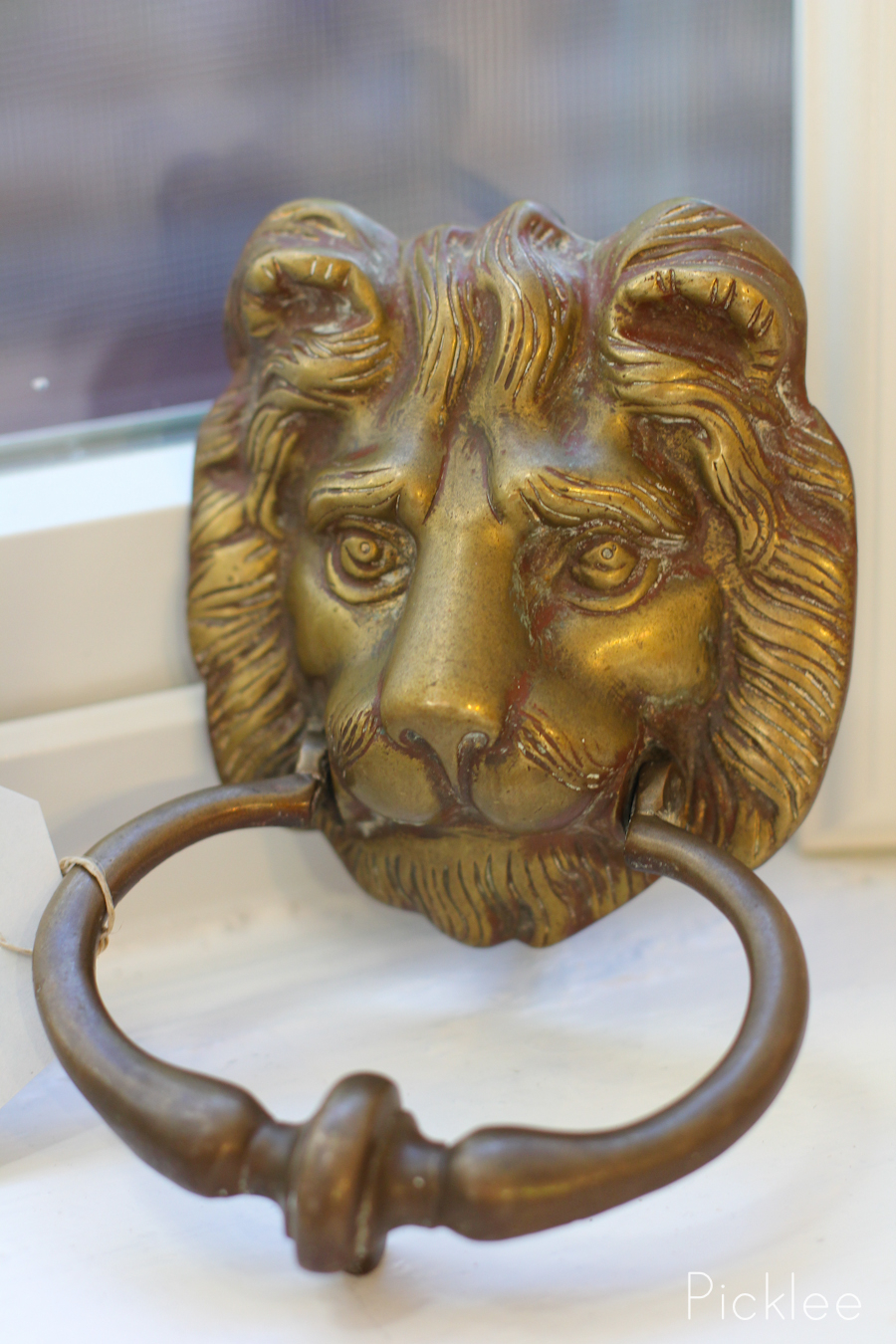 Door Knocker Italian Cast Brass Lion's Head Design in Polished Finish 