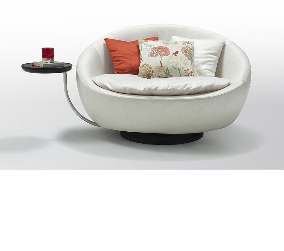 Daybeds divani casa alba modern fabric swivel round lounge chair