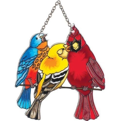 Joan Baker Designs SSC1039 Birds on a Wire Art Glass Suncatcher
