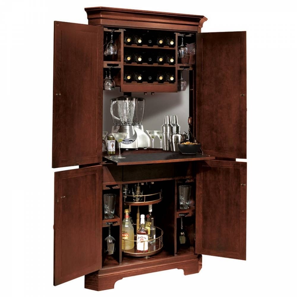 Locking liquor bar cabinet
