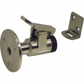 5 x DOOR STOPS SOLID POLISHED BRASS OVAL AND RUBBER PAD 75MM SCREWS