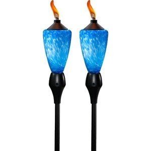 Tiki Brand Glowing Handcrafted Glass Torches Set Of 2 Indigo Swirl