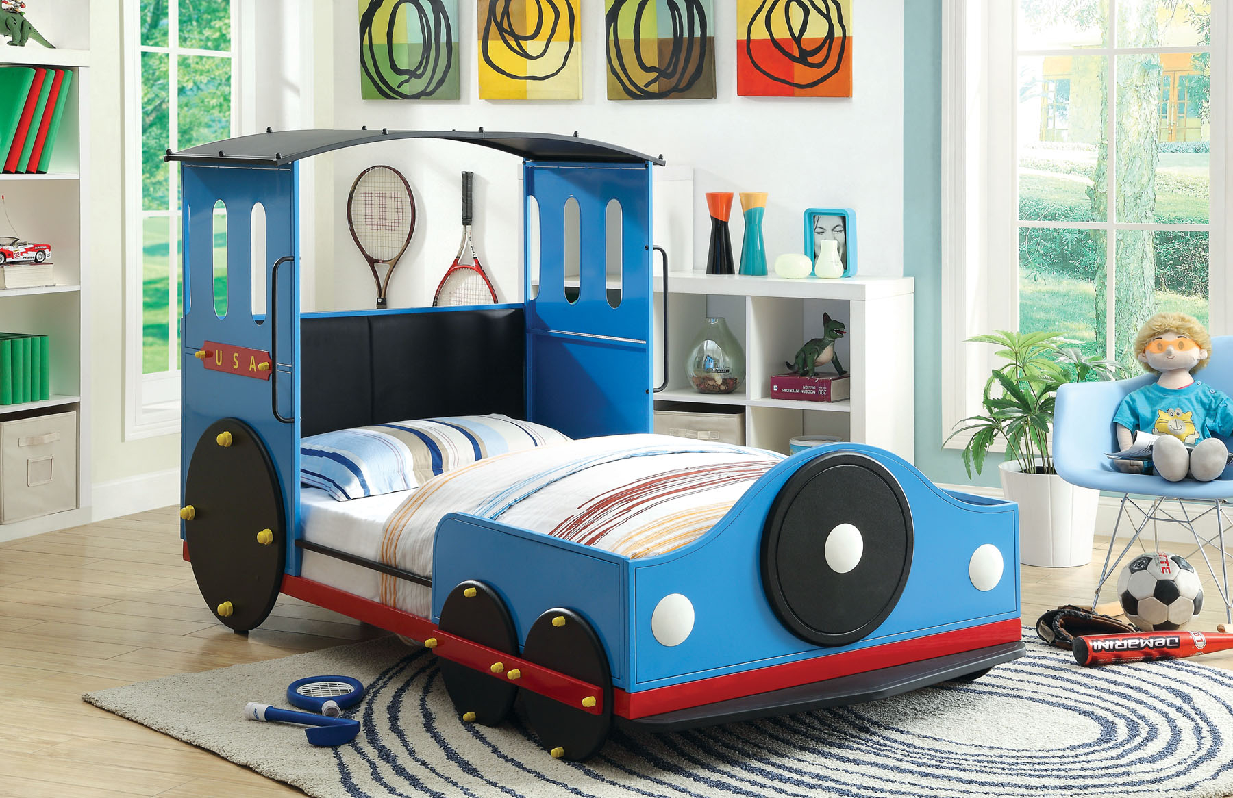 Boys best sale train bed