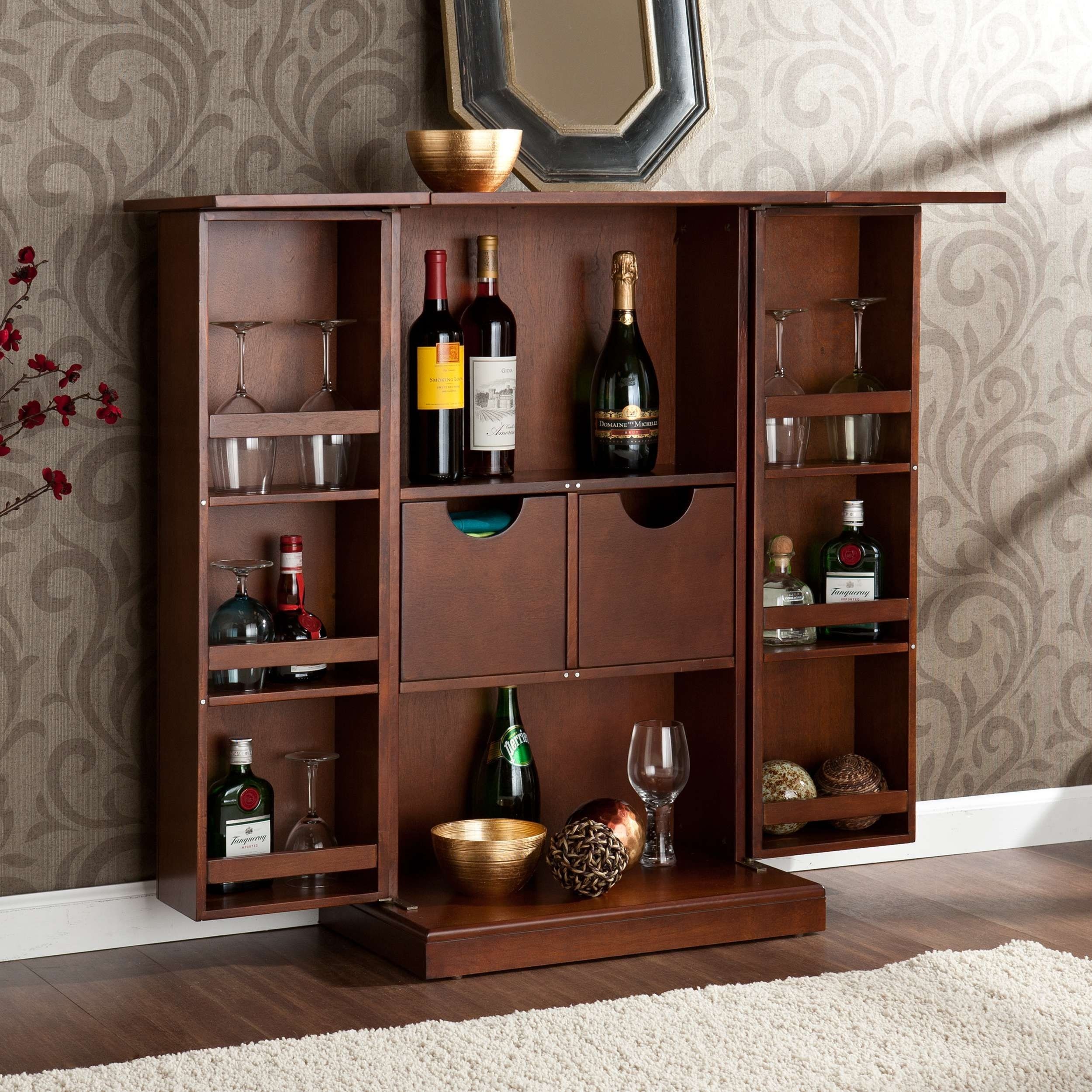 Wine liquor mini bar pub cabinet fold away storage