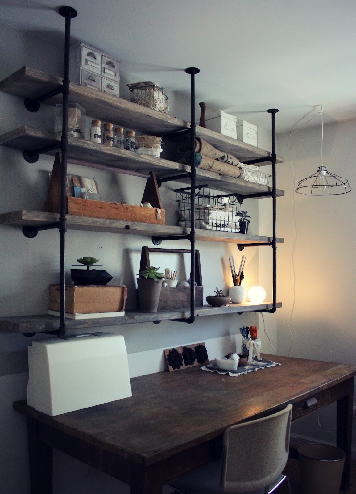 Wooden wall mounted shelves