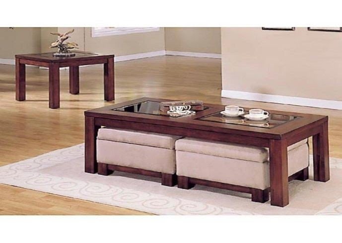 Coffee table with storage ottomans underneath