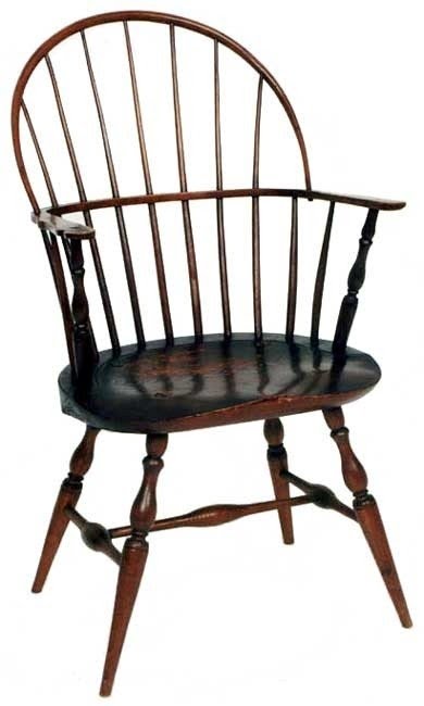 Connecticut quality bow back windsor arm chair circa 1780 for