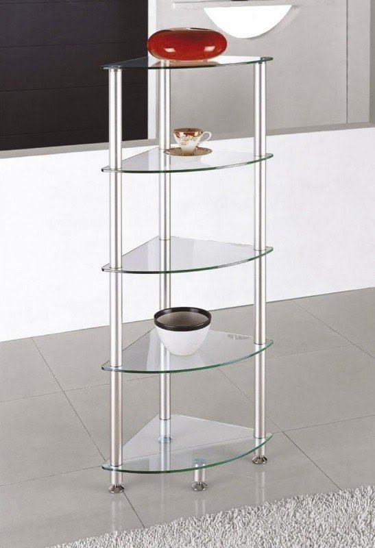 Countrywide fennel clear glas corner bookcase with 5 shelves