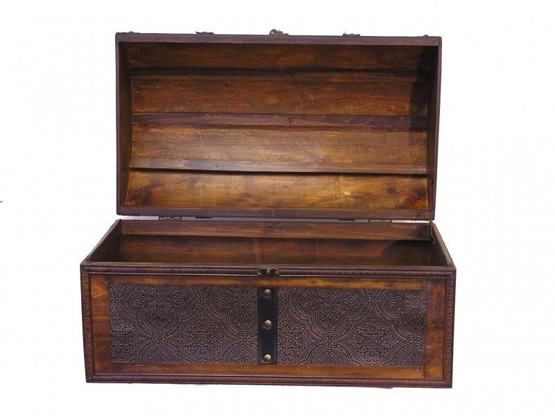 Details about antique boston style wood storage trunk wooden chest