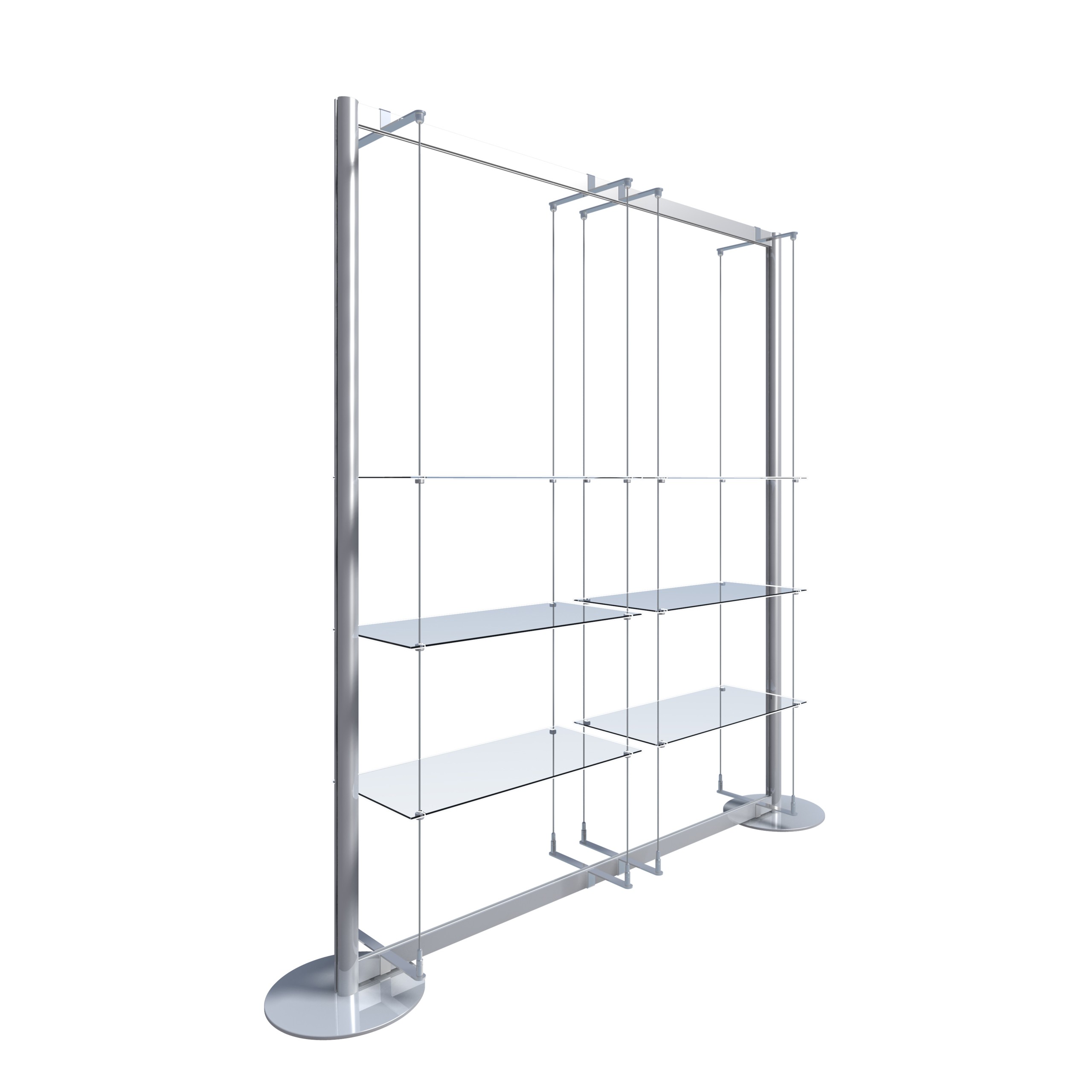 Free standing frame kits with glass shelves