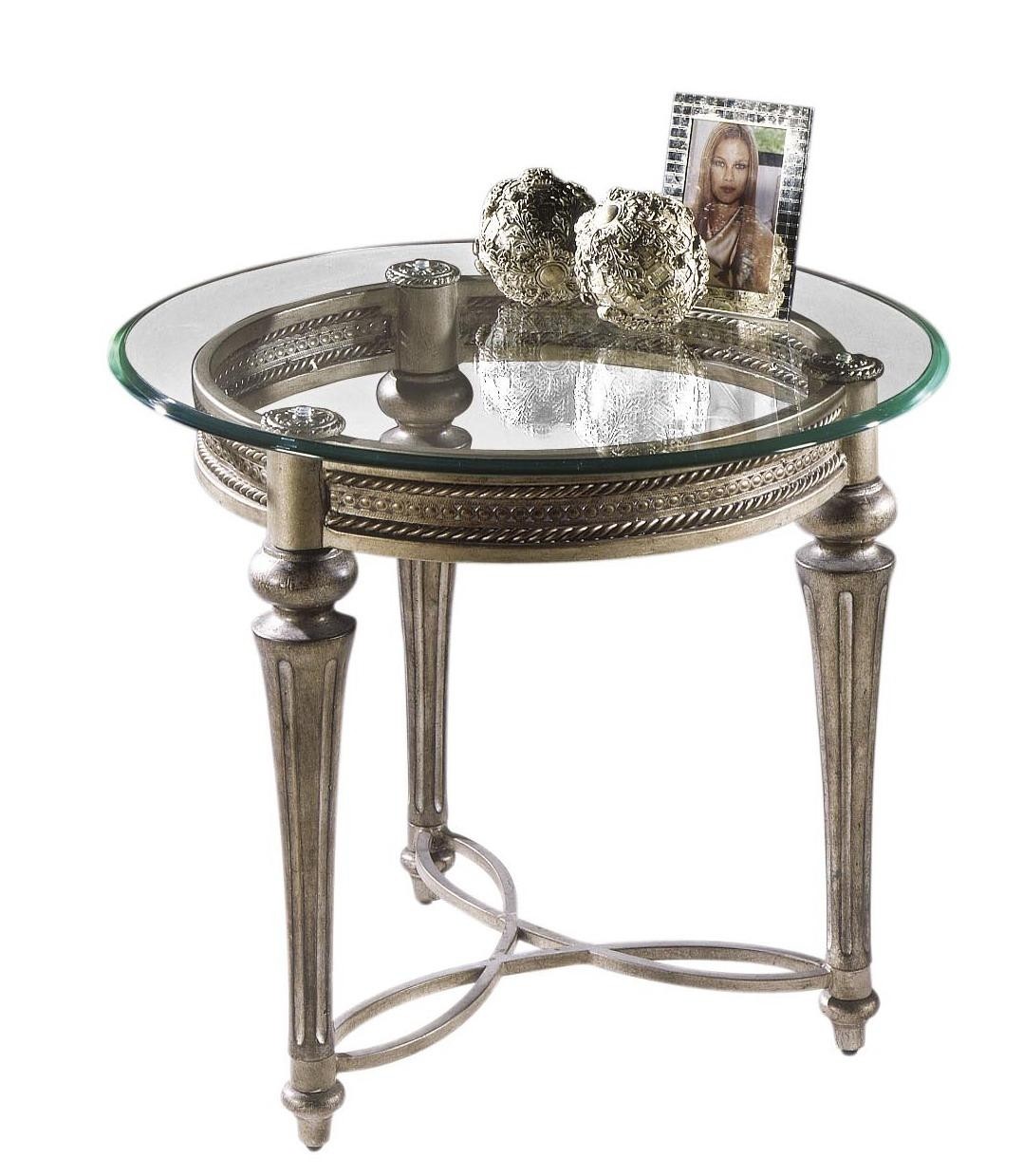 Galloway glass top round end table by magnussen home