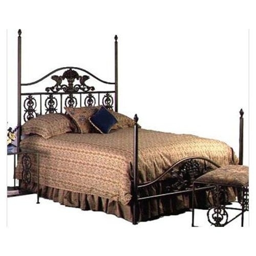 Harvest wrought iron headboard metal finish burnished copper size full
