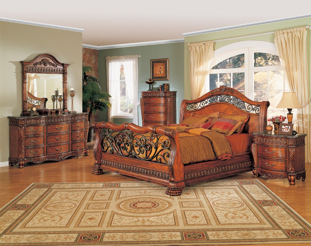 Wrought iron and store wood bedroom furniture