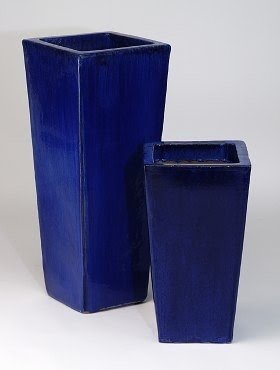 Blue ceramic planters