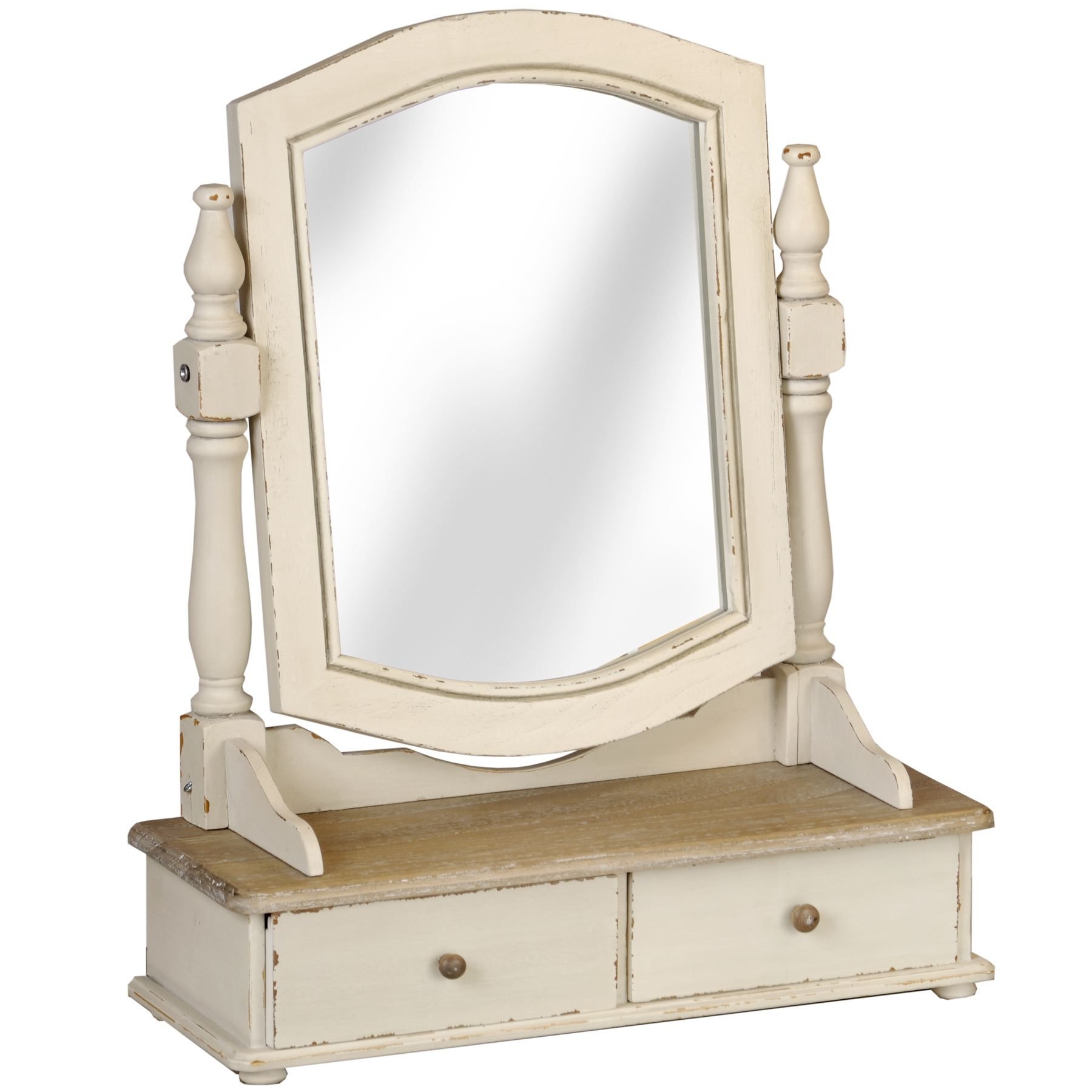 Country dressing table mirror with 2 drawers
