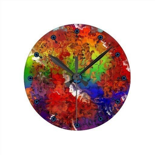 Funky multi coloured wall clocks