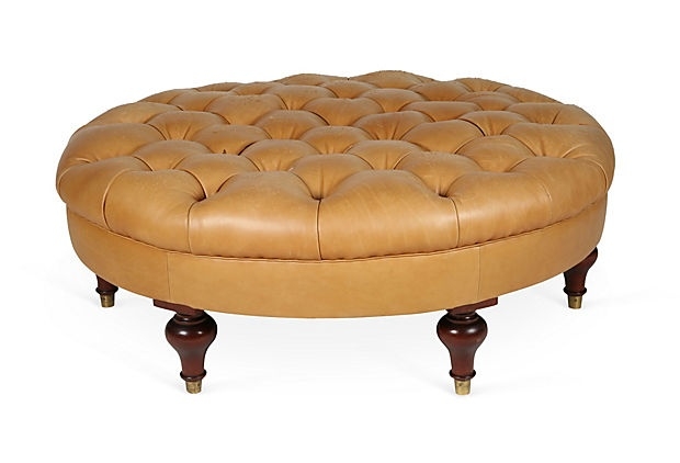Large round leather ottoman darn one kings lane and their