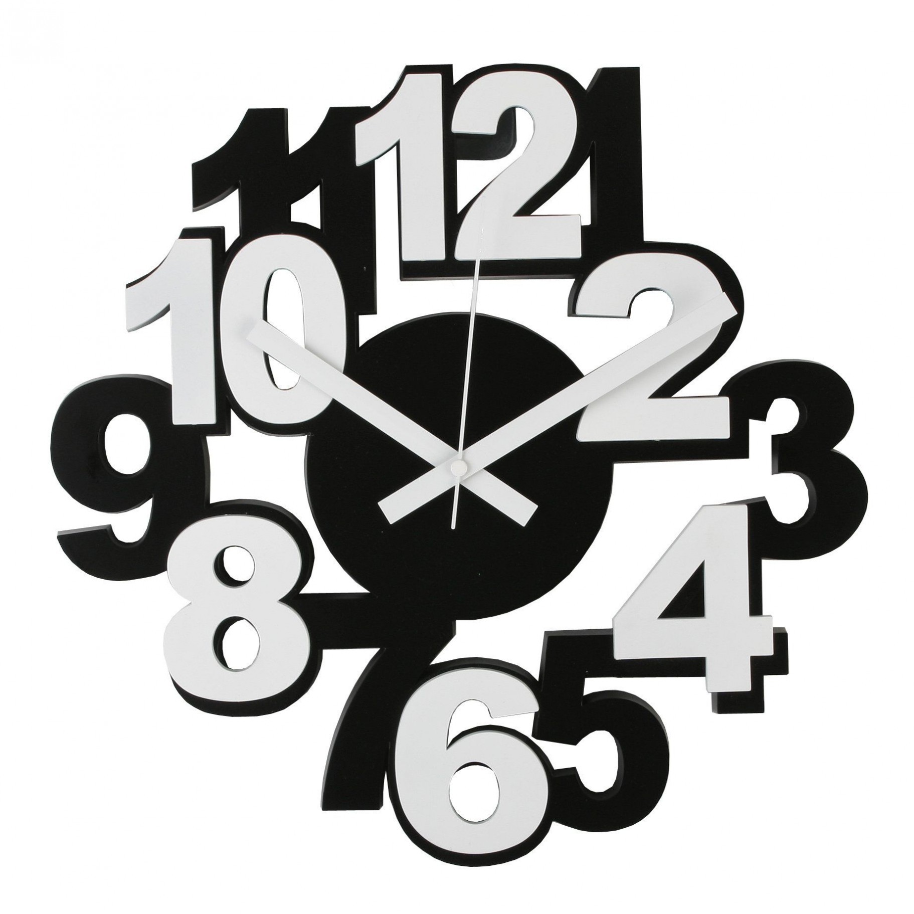 Modern funky black white wall clock