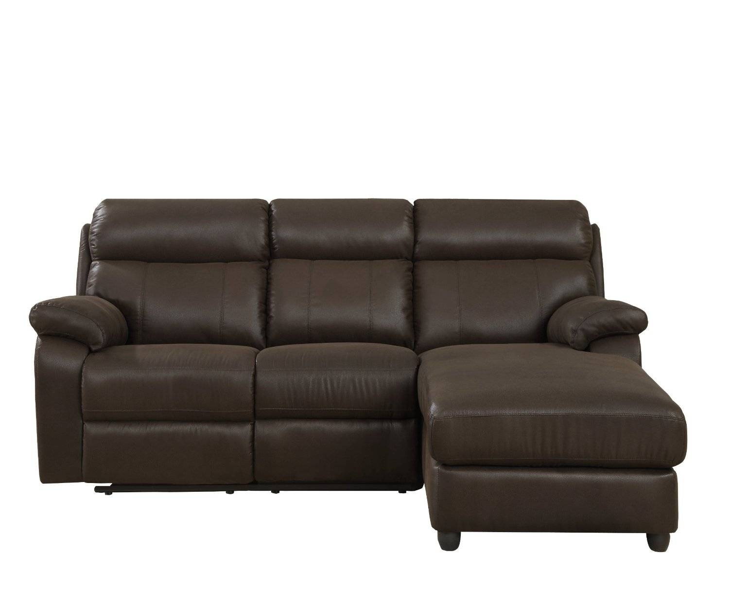 Piece small leather sectional sofa with reclining back chaise