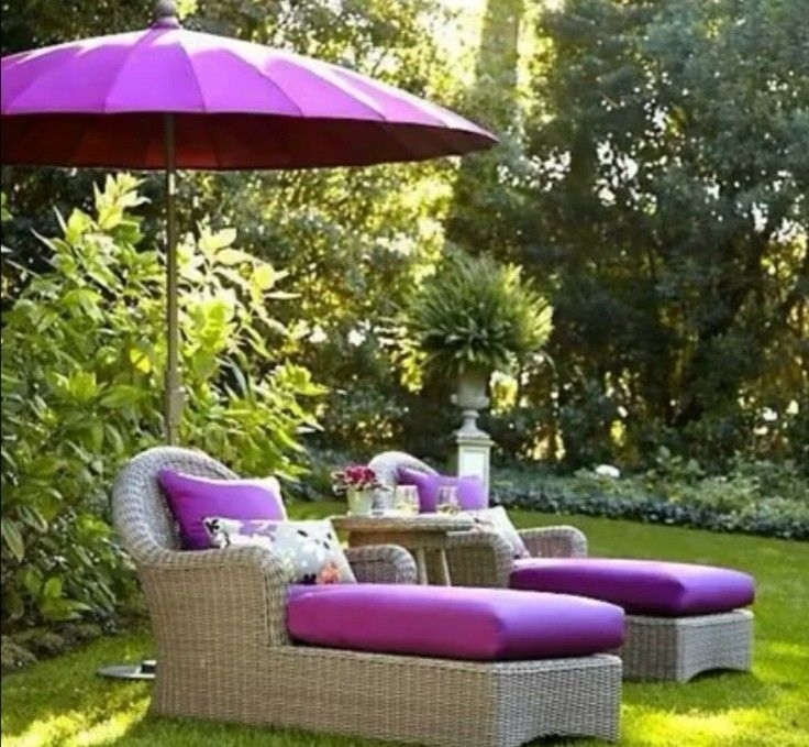 Purple patio furniture guests will love relaxing here