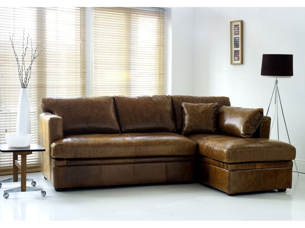 Small leather sofa with chaise
