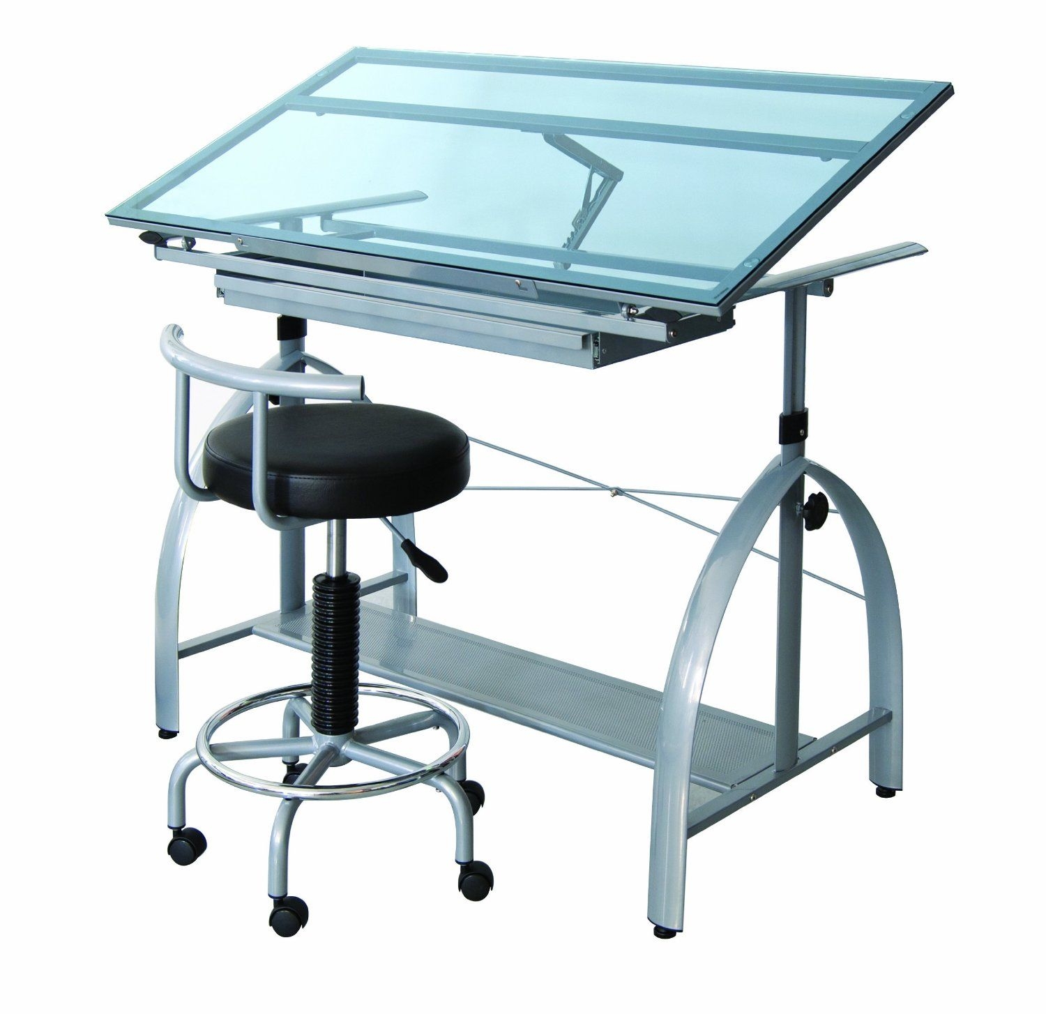 glass drafting table with light