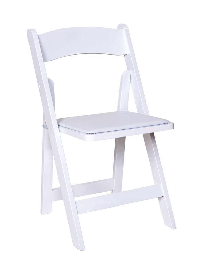 White folding chair with padded seat 2 00 wood black