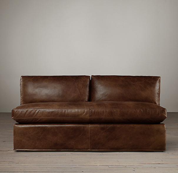 Belgian slope arm leather armless sofa
