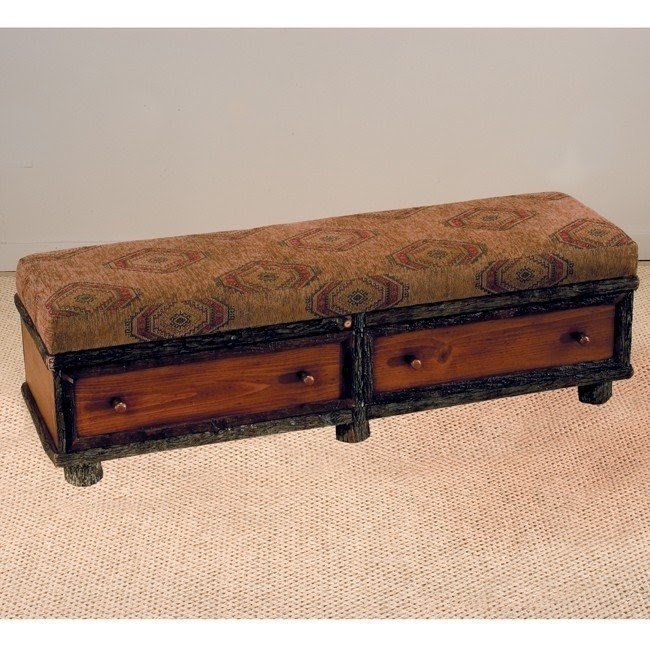 Black forest hickory spindle ottoman