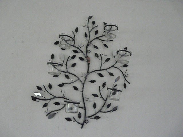 Contemporary metal wall art wall leaf candle holder