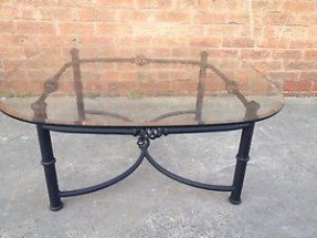 Details about glass and wrought iron coffee table