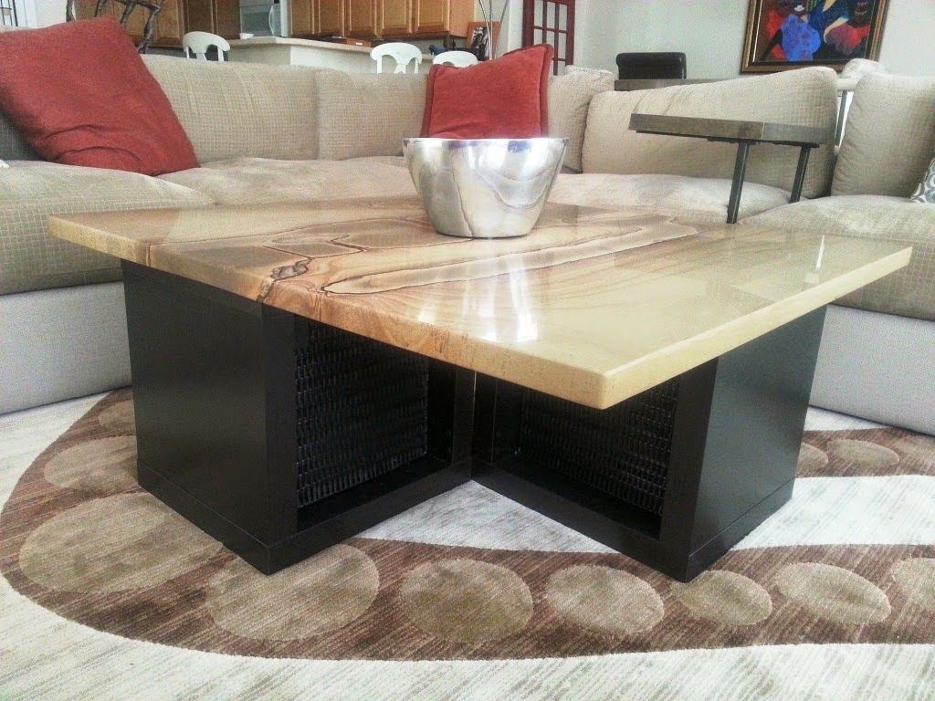 Granite coffee table with expedit wall shelf and lack granite