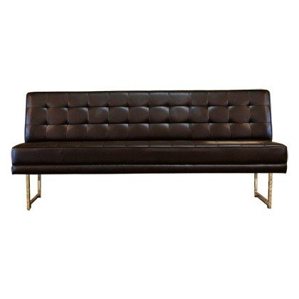 Knoll tufted armless brown leather sofa