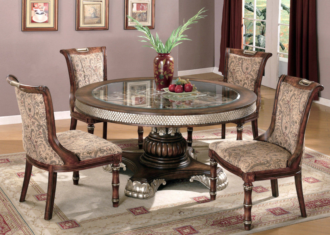 Round glass dining room table sets 1