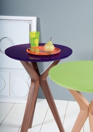 Trio side tables purple and lime green