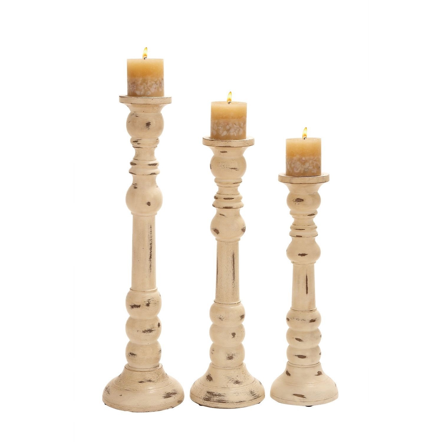 Candle stands wood candle holder set 3 antiqued wood candle