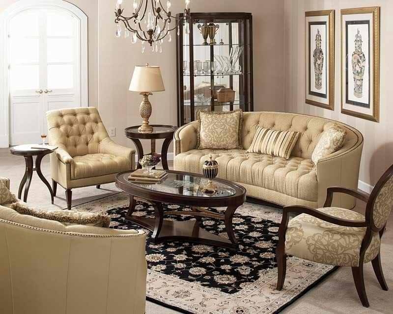 Classic elegance fabric leather sofa set
