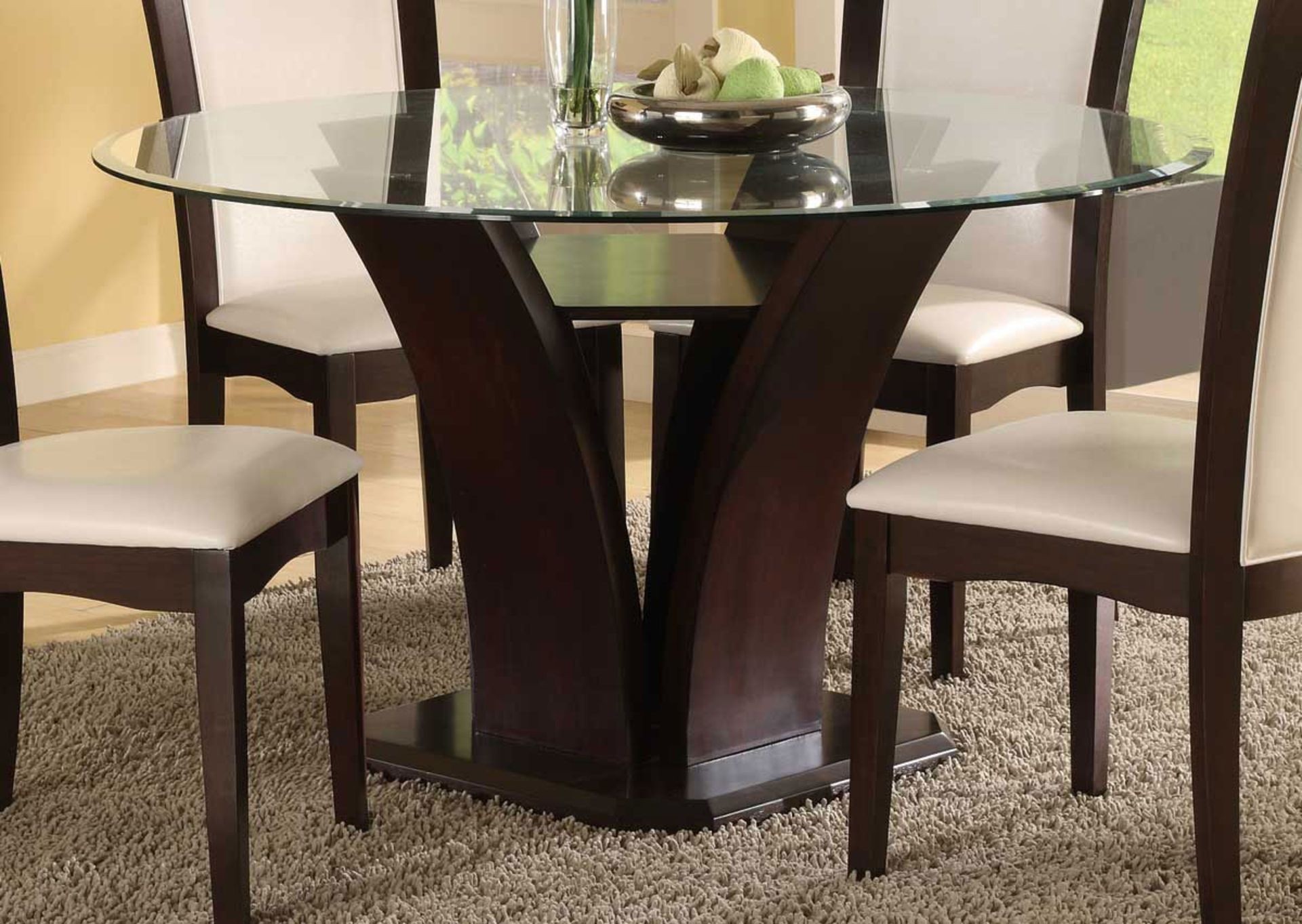 Round Glass Top Dining Table Wood Base - Ideas on Foter