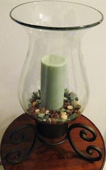 Extra large vintage wrought iron candle holder w hurricane glass