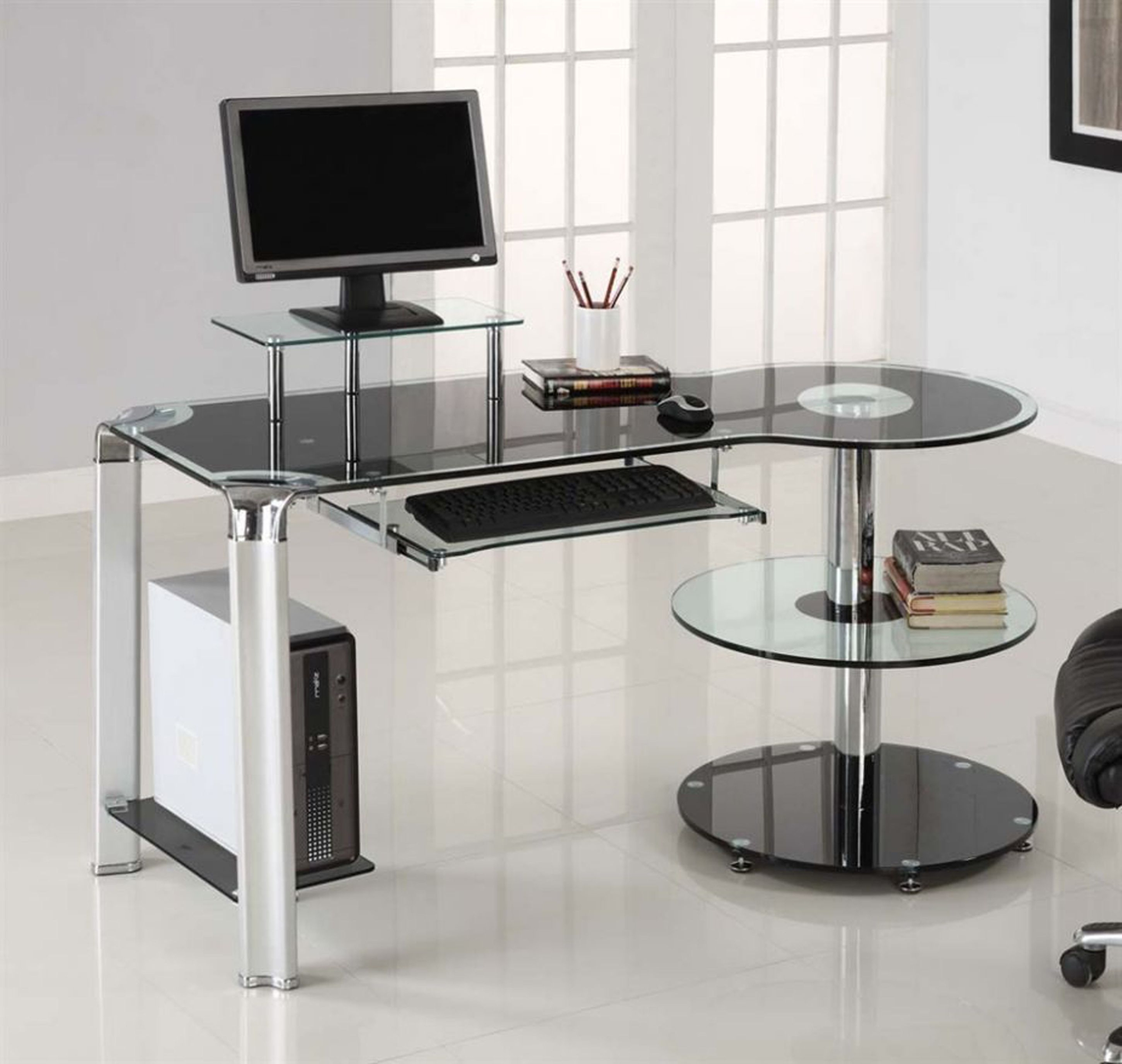 Innovex black tempered glass desk for computer